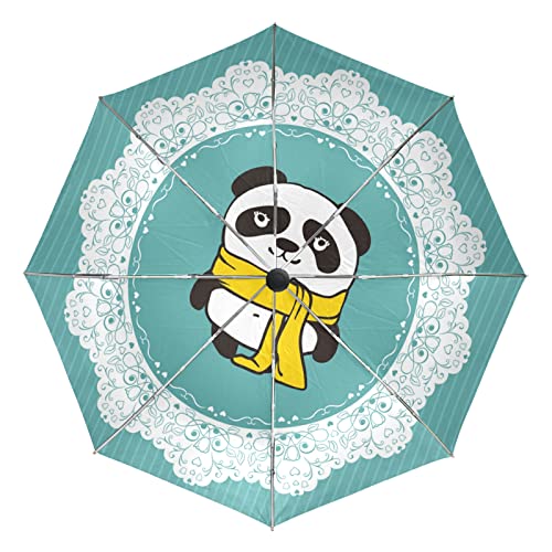 Parapluie panda automatique compact contre les UV et les tempêtes lors de vos trajets