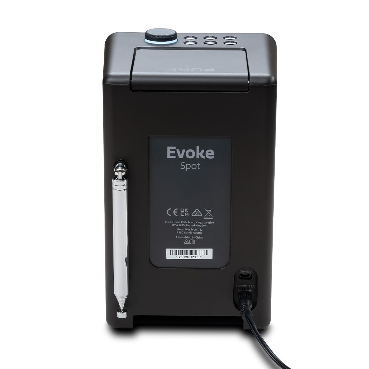 Pure Evoke Spot Système de Musique Compact pour la Maison (Radio Dab+/FM, Radio Internet, podcasts, Spotify Connect, Bluetooth et Puissance Audio de 20 Watts), Coffee Black
