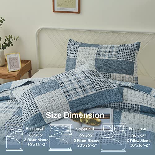 CHESITY-3-Piece-King-Size-Plaid-Quilt-Set-Country-Patchwork-Bedding-Quilt-Lightweight-Reversible-Bedspread-Coverlet-with-Sham-Soft-All-Season-Bed-Coverlet-Set-1-Quilt-2-Pillow-Shams CHESITY 3 Piece King Size Plaid Quilt Set Country Patchwork Bedding Quilt Lightweight Reversible Bedspread Coverlet with Sham Soft All Season Bed Coverlet Set 1 Quilt 2 Pillow Shams