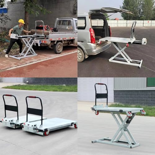 Carro elevador hidráulico con 4 ruedas, diseño de tijera, altura de elevación de 1 m para transportar y cargar materiales en camiones
