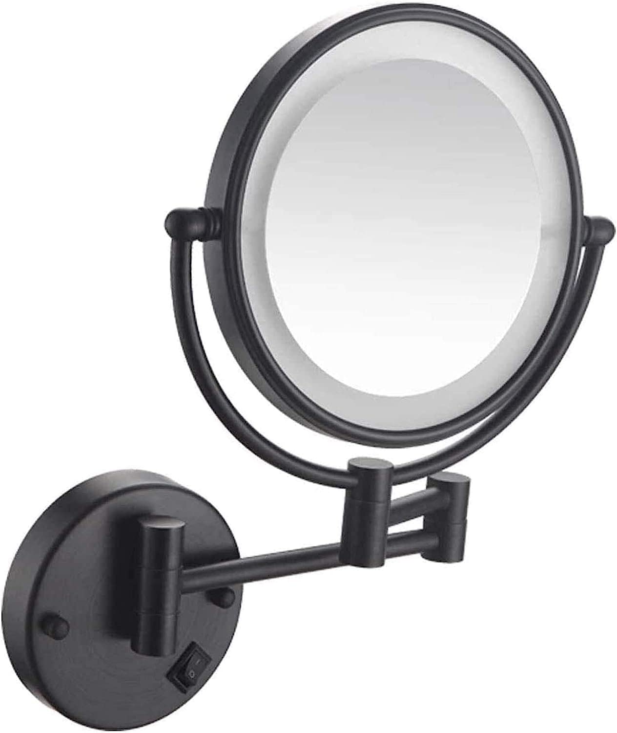 Miroir de maquillage mural LED grossissant 5X et double face rotatif