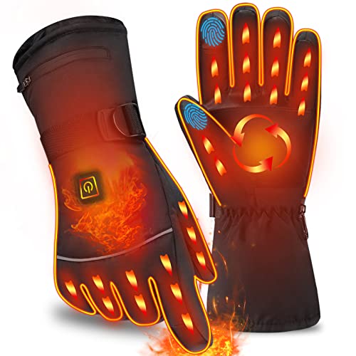 Heated Gloves for Men Women, Upgrade Electric Winter Gloves Waterproof Touchscreen Cold Weather Gloves Hand Warmers Heating Warm Thermal Arthritis Gloves for Motorcycle Ski Cycling Running Snow, Black