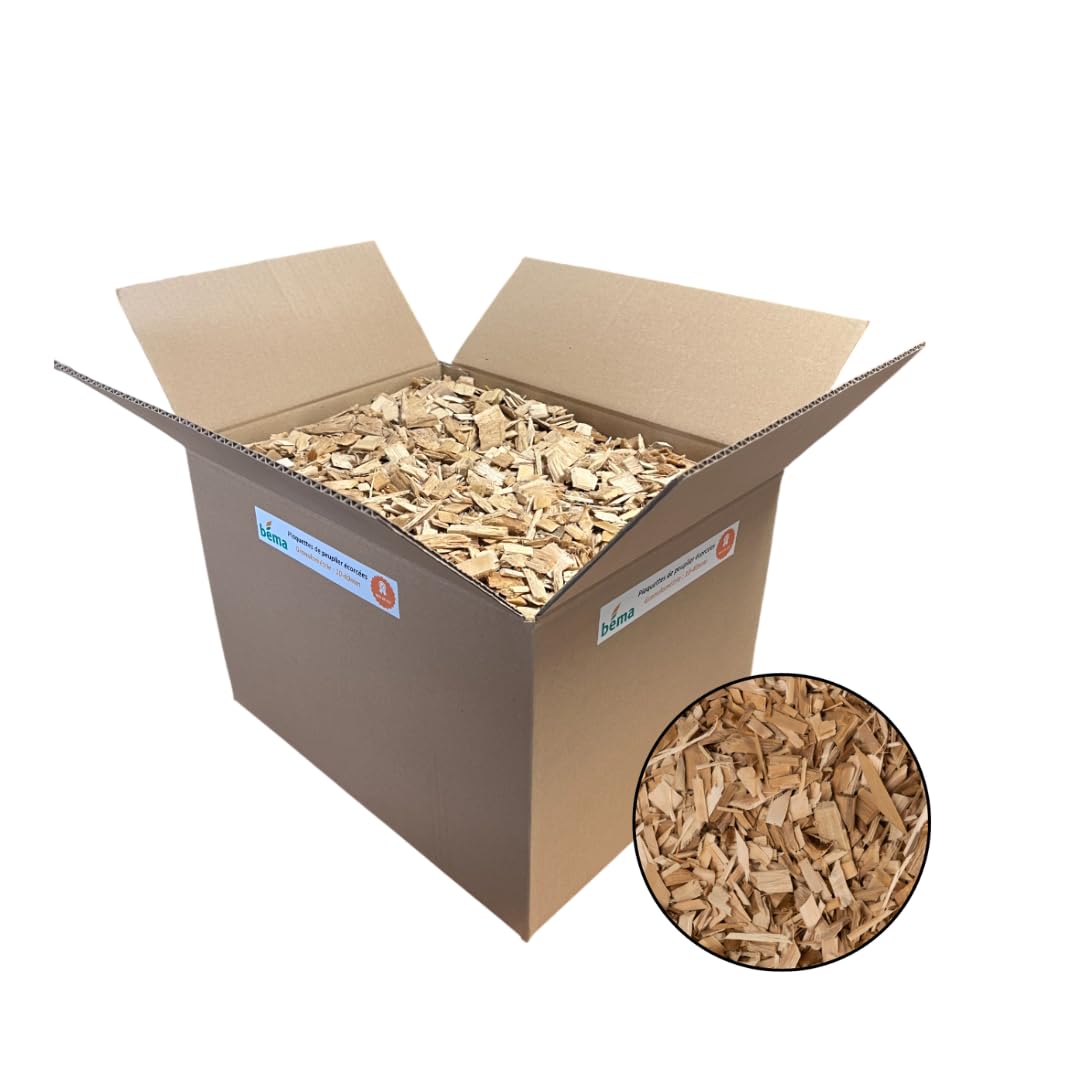 Paillage Paillis Mulch Bois de plaquette de peuplier - Carton - granulométrie 10-40mm - Beige/crème - Toutes Plantes (45 litres)