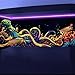 Dtekoj 48X24IN Blacklight Octopus Sea Monster HD 3D Black Light Aquarium Background UV Reactive Background Terrarium Background with 10 EVA Double-Sided Tape