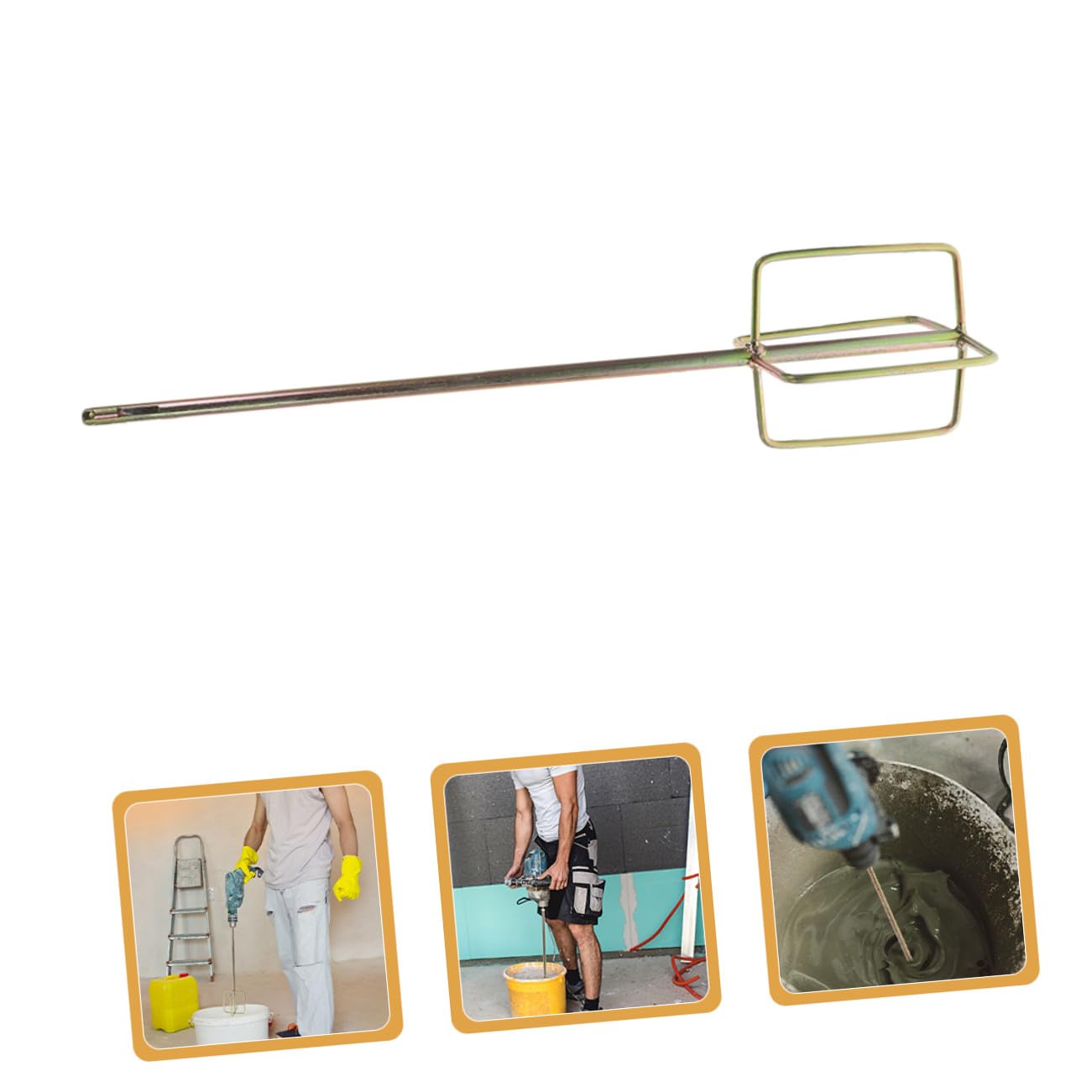 KOMBIUDA Varilla Compatibles para Taladro Mezcla Dorado Acero de Mezcladora Accesorios Duraderos Herramientas Eléctricas de Pintura y Cemento