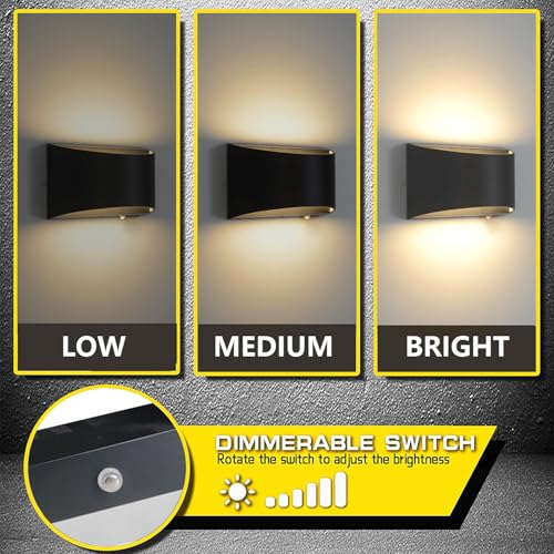Image of Dimmable COB Wall Sconce, 3000K Warm White Hardwired Wall Lamp, Built-in Dimmer Switch Aluminum Wall Light, 20W Stepless Dimming Indoor Wall Sconces for Bedroom Hallway