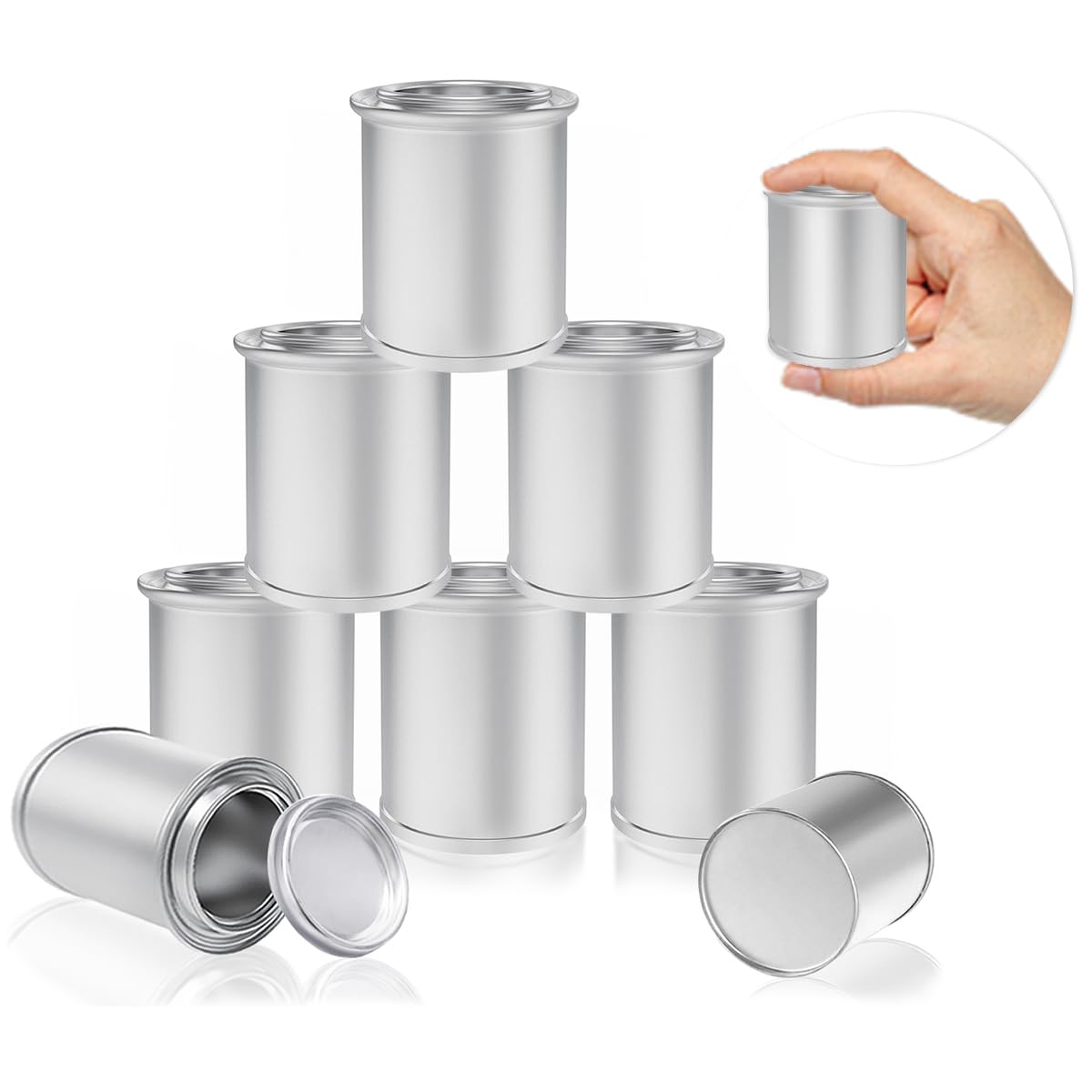 8 Pack Empty Metal Paint Cans with Lids(1/4 Pint Size),1/2 Cup Capacity Touch Up Paint Containers,Paint Storage Containers for Leftover Paint,Tiny Empty Unlined Pint Paint Pails