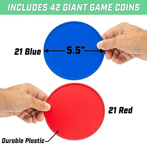 Image of GoSports 4 Foot Giant Wooden 4-in-a-Row Connect Game - Jumbo Party Size with Heavy-Duty Coins - Easy Setup and Portable Design for Indoor and Outdoor Yard Game for Adults