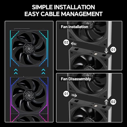 Image of Thermalright TL-M12QR 120mm ARGB Reverse Case Fan, Daisy-Chain | 1500RPM | Silent Computer Fan with Infinite Mirrors on Both Sides(Black) | Reverse Airflow, Daisy Chain PWM /ARGB, Infinity Mirror Lighting