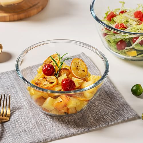 Set de 4 tazones de vidrio redondos de 5 pulgadas con tapa miniatura 5