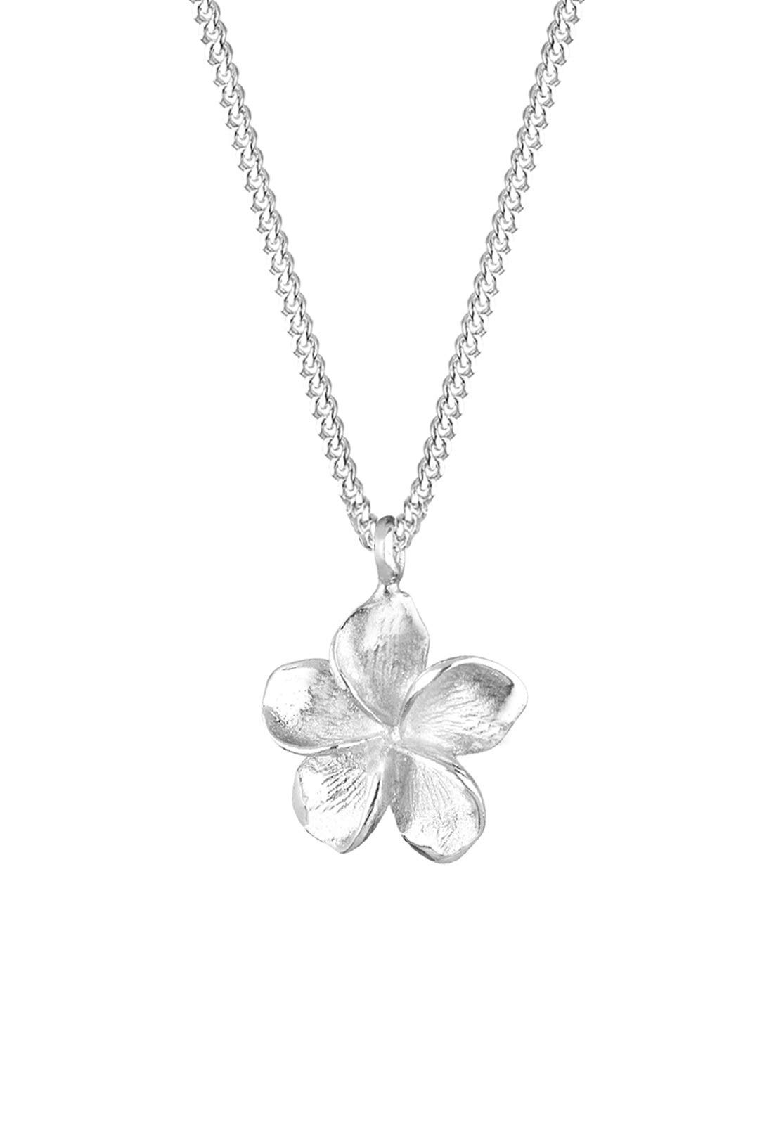 Elli Damen Halskette mit Frangipani Blüten Anhänger in 925 Sterling Silber 45 cm lang