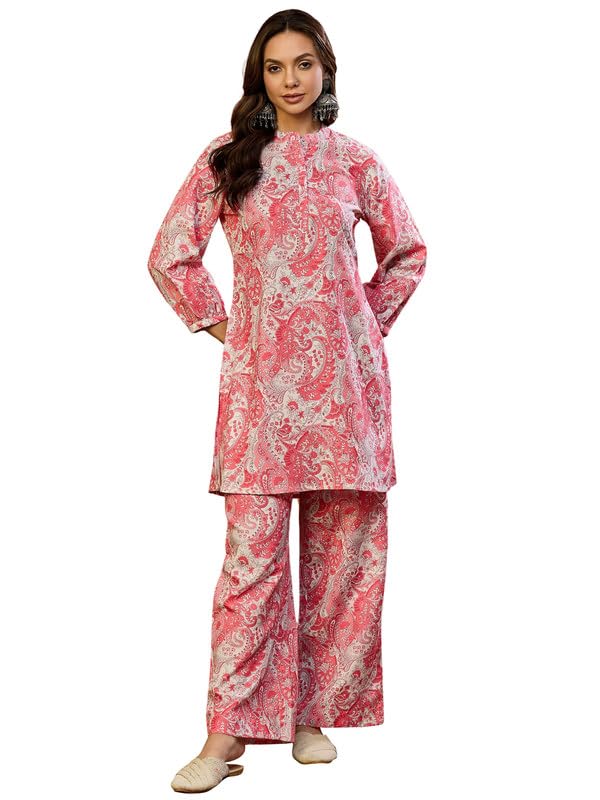 Vaamsi Women’s Cotton Blend Floral Printed Straight Co-ord Set (VCORD1032)
