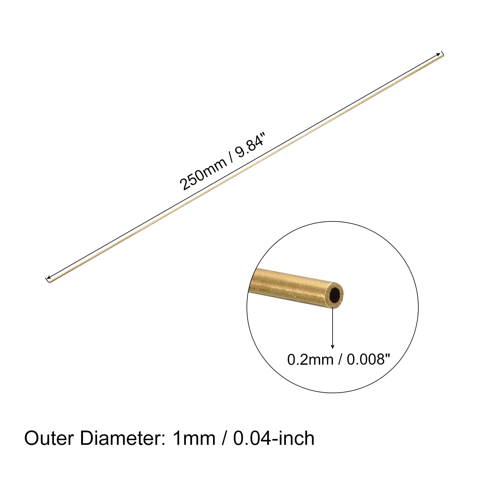 QUARKZMAN 3 szt. mosiężna rura 1 mm AD 0,2 mm grubość ściany 250 mm długość okrągłe węże do projektów przemysłowych i majsterkowania