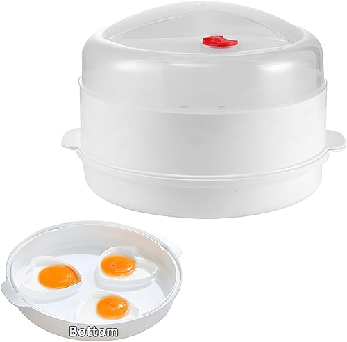 Vaporizador multifunción para microondas con tapa y bandeja, plato grande, vaporizador de huevos, plato de verduras, cesta de drenaje, cuenco de
