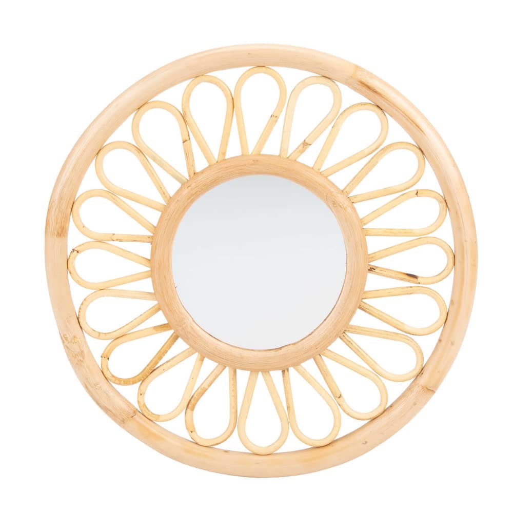 CuddleCo Aria Rattan Acrylic Mirror for Nursery - Decorative Shatterproof Safety Mirror - Handmade Wall Mounted Mirror - Safe for Baby