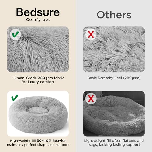 Image of Bedsure Calming Dog Bed Medium Size Dog Donut Washable Pet Bed,30ins Pale Grey
