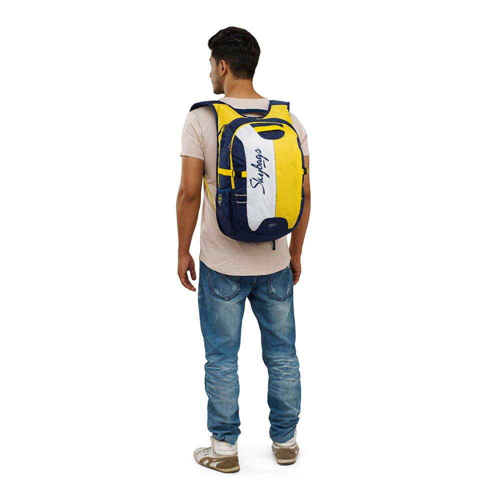 Skybags Polyester 27 Ltr Laptop Backpack Yellow Blue Strider 03