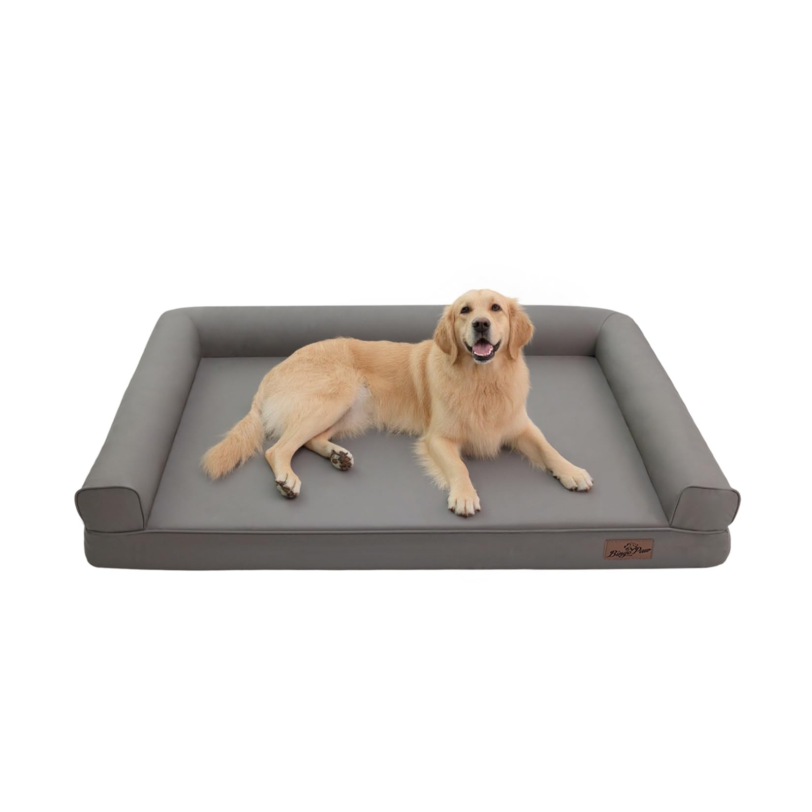 BingoPaw Orthopädisches Haustierbett 120 x 90 cm Hundebett mit Erhöhten Seitenwänden, 10 cm Höhe, Hundesofa für große Hunde, Grau