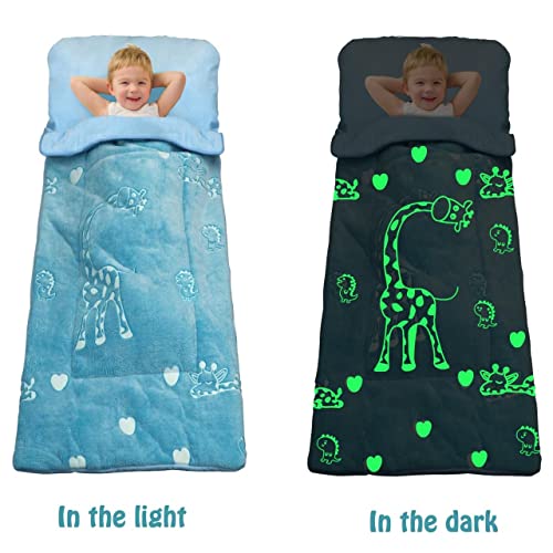 Kids Sleeping Bag For Boys, Glow In The Dark Slumber Bag, Sleeping Bag For Kids With Pillow, Soft Sleeping Bag For Toddler, Sleeping Bags For Girls Boys Daycare, Naps And Sleepovers,63" X 29" #TOP1