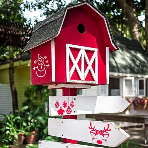 18 Pieces Christmas Stencils for Painting on Wood Reusable Plastic Craft Drawing Painting Template Xmas Stencils for Journal Template Wall Art Wood Greeting Card DIY Projects()