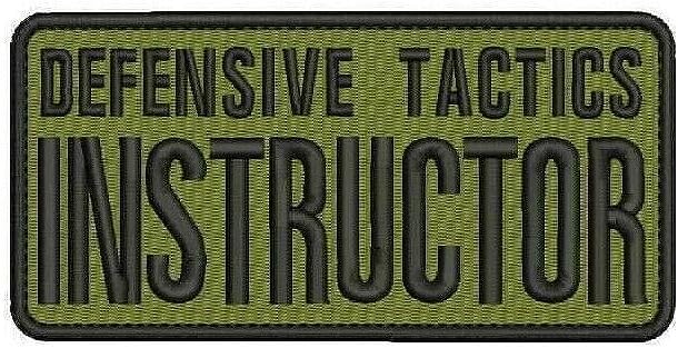 Parches de bordado de instructor de tácticas defensivas con gancho de 3 x 6 pulgadas, hilo negro, verde, bordado para planchar para ropa, apliques