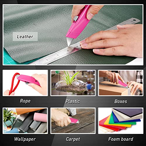 Joyumy 2 Pack Box Cutter Sharp Utility Knife, Box Cutter Retractable Razor Knife Set, Sk-5 Heavy Duty Box Knife Ideal For Cartons, Cardboard, And Boxes (Pink) #TOP3