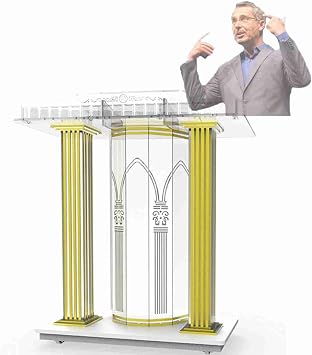 Floor Podium Lectern with Wheels, Luxurious Acrylic Podium,Plaxiglass Church Pulpit,Rolling Podium,for Conference Room Church Company Transparent 33.5x15.7x44inch