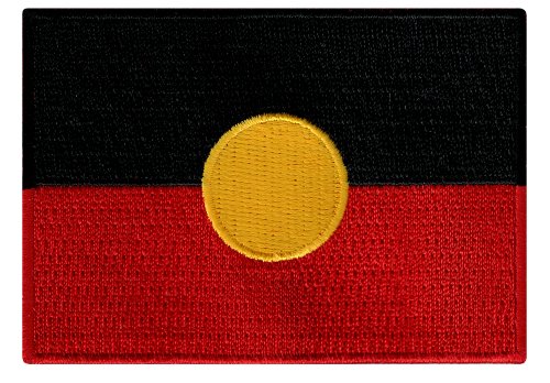Cypress Collectibles - Aboriginal Flag Patch - Premium Embroidered Appliqué - Oceania Country Iron On Patches - Dimensions: 3.5" x 2.5"