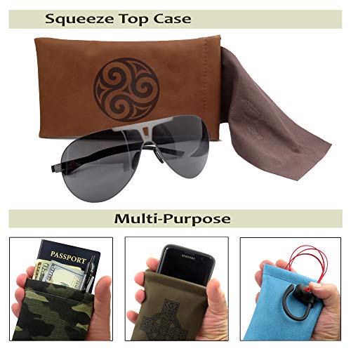 Image of Soft Sunglasses case | Large Glasses Case Holder - Eyeglass Pouch Squeeze Top | Glasses pouch Lightweight Extra Layers