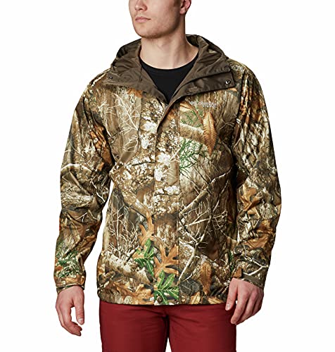 Columbia Men's Phg Camo Rain Jacket, Realtree Edge/Blaze, Medium #TOP23