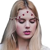 Gudeke Pompon Chaîne de Femme Tête Bandeau Coiffe Bande de Cheveux en Forme de Coeur