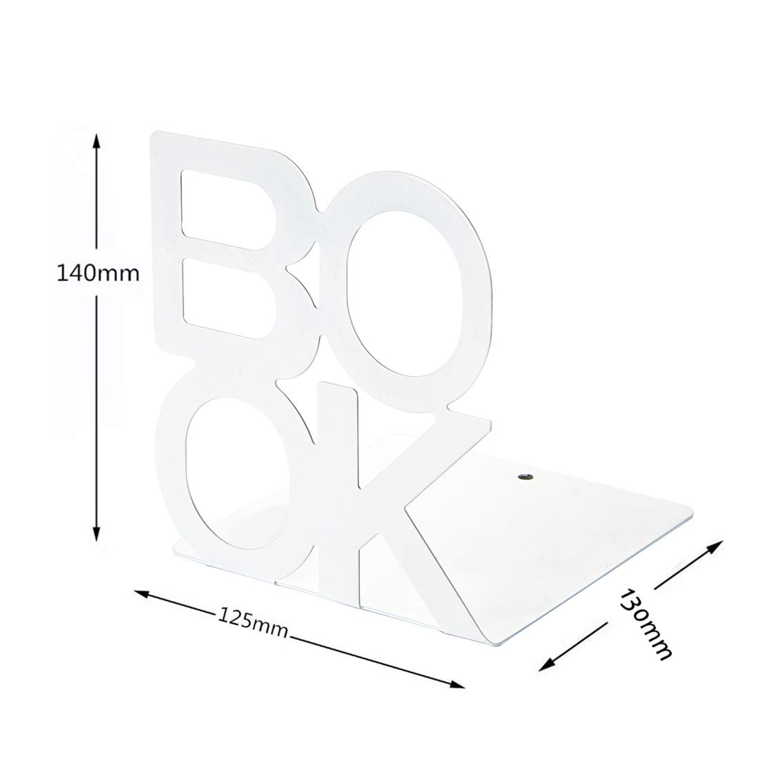 Book Ends - Decorative Metal Book Ends Supports for Bookrack Desk,Books, Unique Appearance Design,Heavy Duty (White) - Image 2