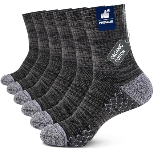 IRAMY Light Compression Socks for Men Cotton Crew Socks Breathable Moisture Wicking Cushion Running Hiking Socks 3/5 Pairs