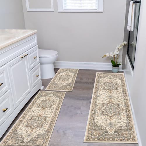 HEBE Boho Kitchen Rugs Set of 3, Non Slip Washable Kitchen Mats for Floor - image 7