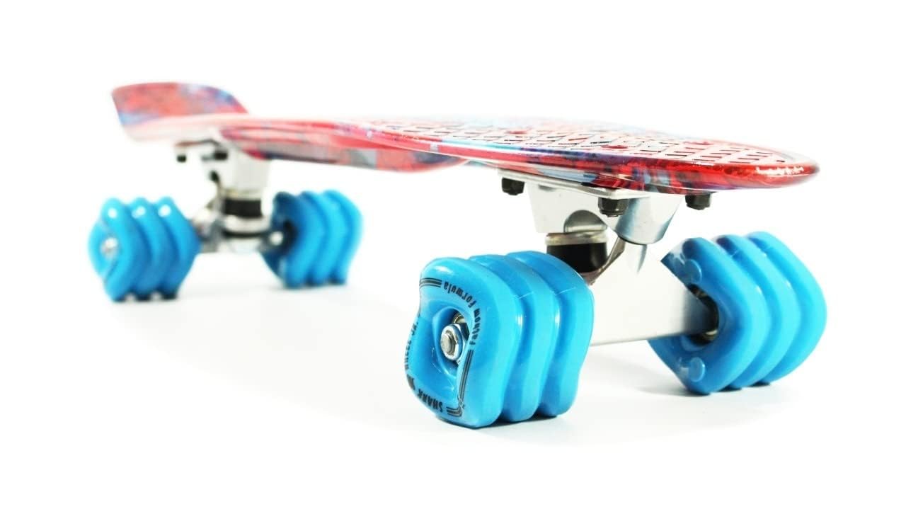 Shark Wheel 22.5” Plastic Cruiser Skateboard, Complete with Red