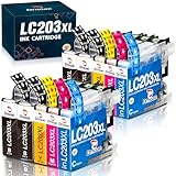 D Drnoae 10 Packs LC203 Ink Cartridges Repalcement for Brother LC203XL LC201 Ink for Brother MFC-J480DW Ink Cartridges Compatile with Brother MFC-J485DW MFC-J4420DW MFC-J4620DW Printer