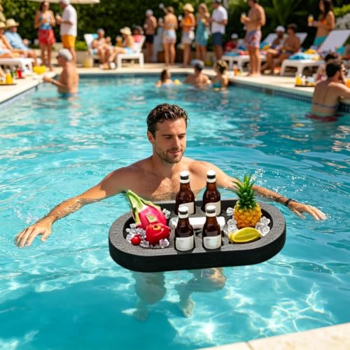 Mesa flotante de piscina bandeja de comida grande para lago 3