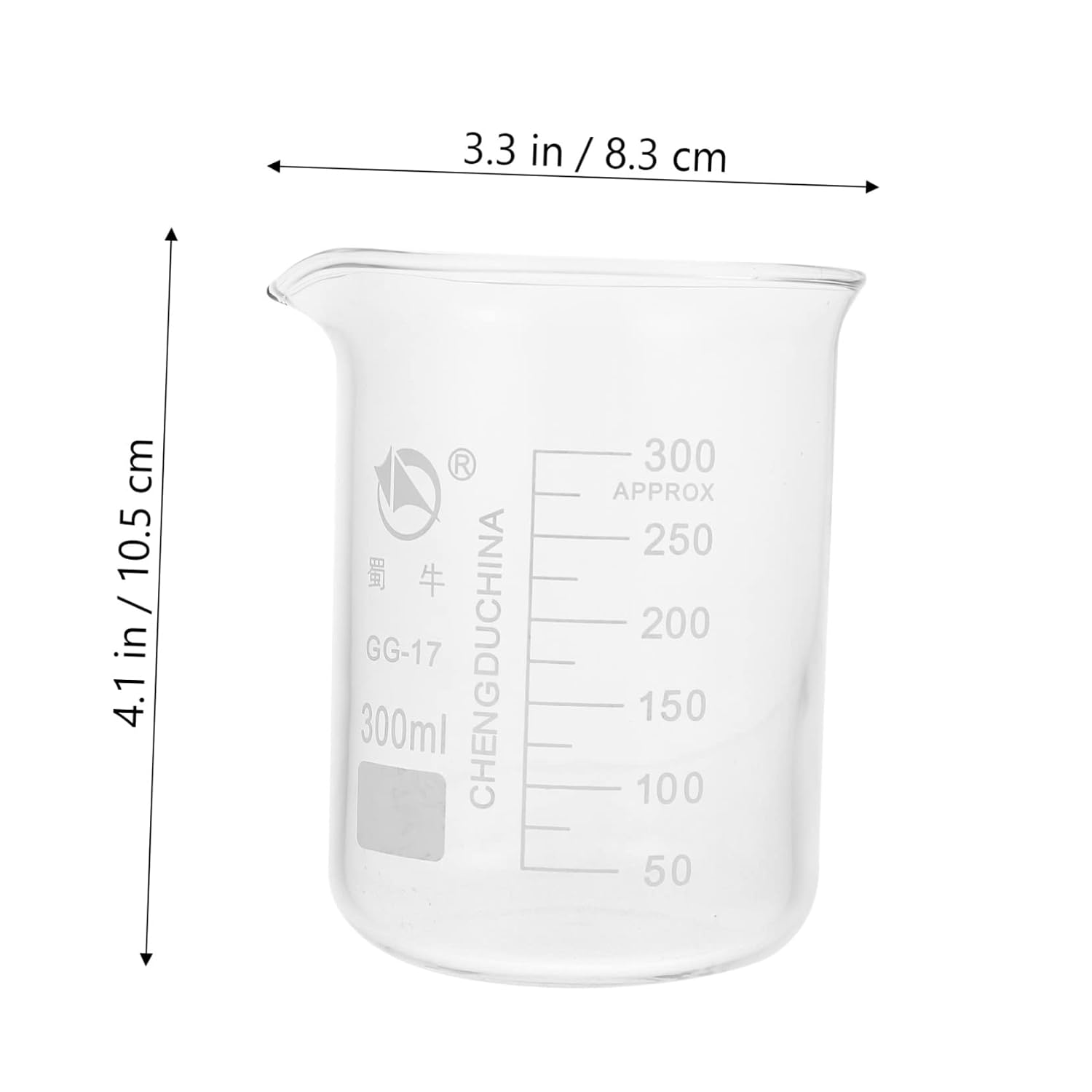 High- Resistant Glass Beakers Set 4pcs Graduated Measuring Beakers Spout for Accurate Lab Measurement