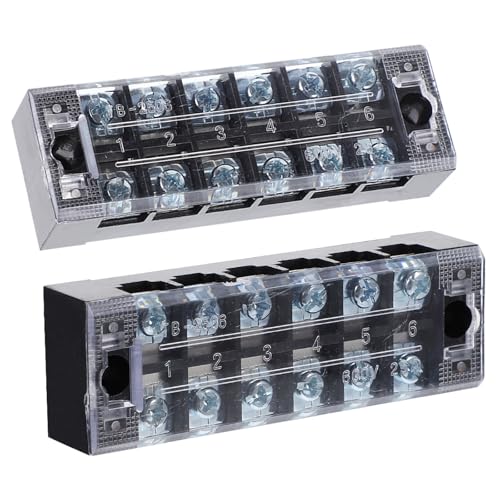 iplusmile Lot de 5 Borniers à Vis Double Rangée Couvercle Transparent, en Plastique et Laiton, Résistance la Corrosion, pour Connexions Électriques Sécurisées