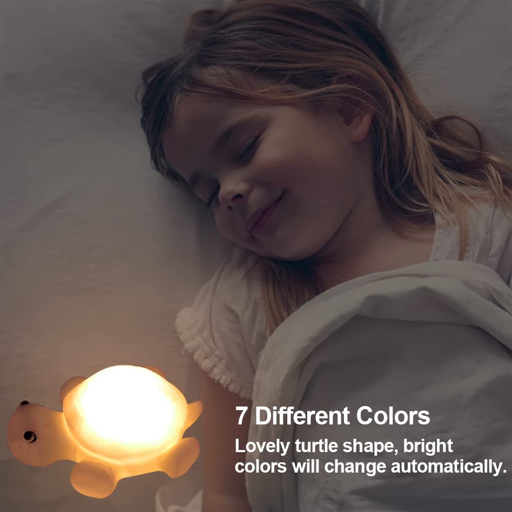 AFUNTA 4 PCS Cute Turtle Night Lights, 7 Color Changing 3D LED Lamp for Kids Room, Christmas Home Decor Gift
