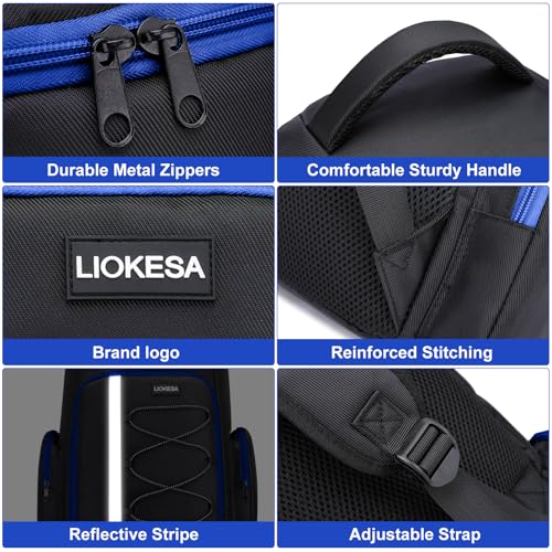 Liokesa PS5 Backpack, Gaming Carry Backpack Compatible with Playstation 5 / PS5 Slim / PS4 / Xbox One, Travel Carrying Case with Multiple Pockets for 15.6” Laptop and Gaming Accessories, Black& Blue by Liokesa - Image 5