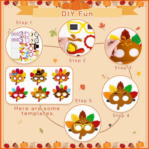 80UncleKimby 30PCS Halloween Crafts for Kids in Bulk: Felt DIY Face Masks Games Kit (thanksgiving 30pcs) by 80UncleKimby - Used condition - Image 6