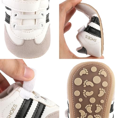 Image of HsdsBebe Baby Boys Girls Pu Leather Hard Bottom Walking Sneakers Toddler Rubber Sole First Walkers Infant Cartoon Slippers Crib Shoes