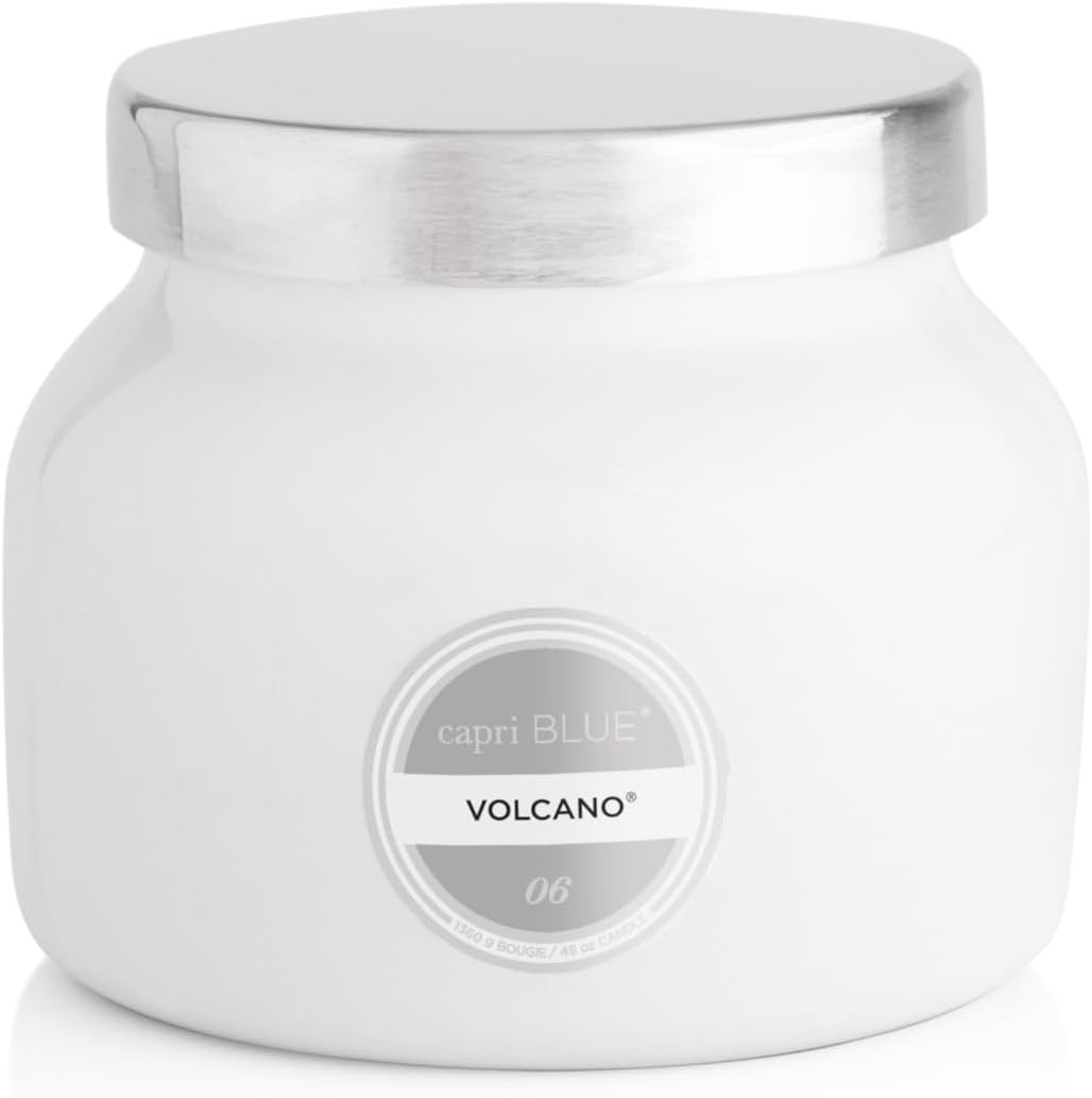 Capri Blue Volcano Scented Candle - 8oz Soy Wax Jar with Tropical Fruits & Sugared Citrus Fragrance, 40-Hour Burn, White Glass