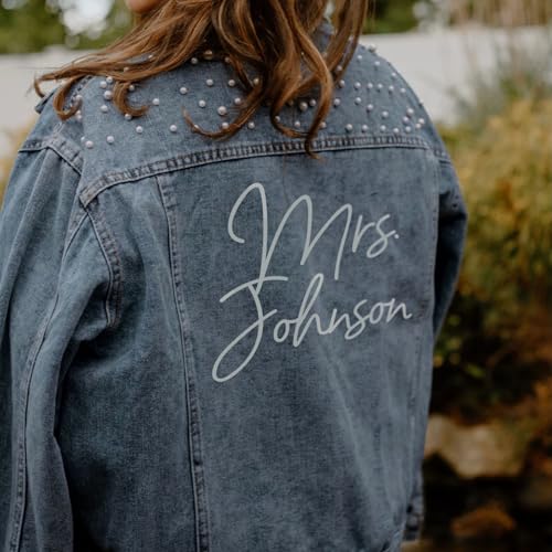 Bride Jean Jacket For Wedding, Customized Pearl Denim Bridal Jacket2