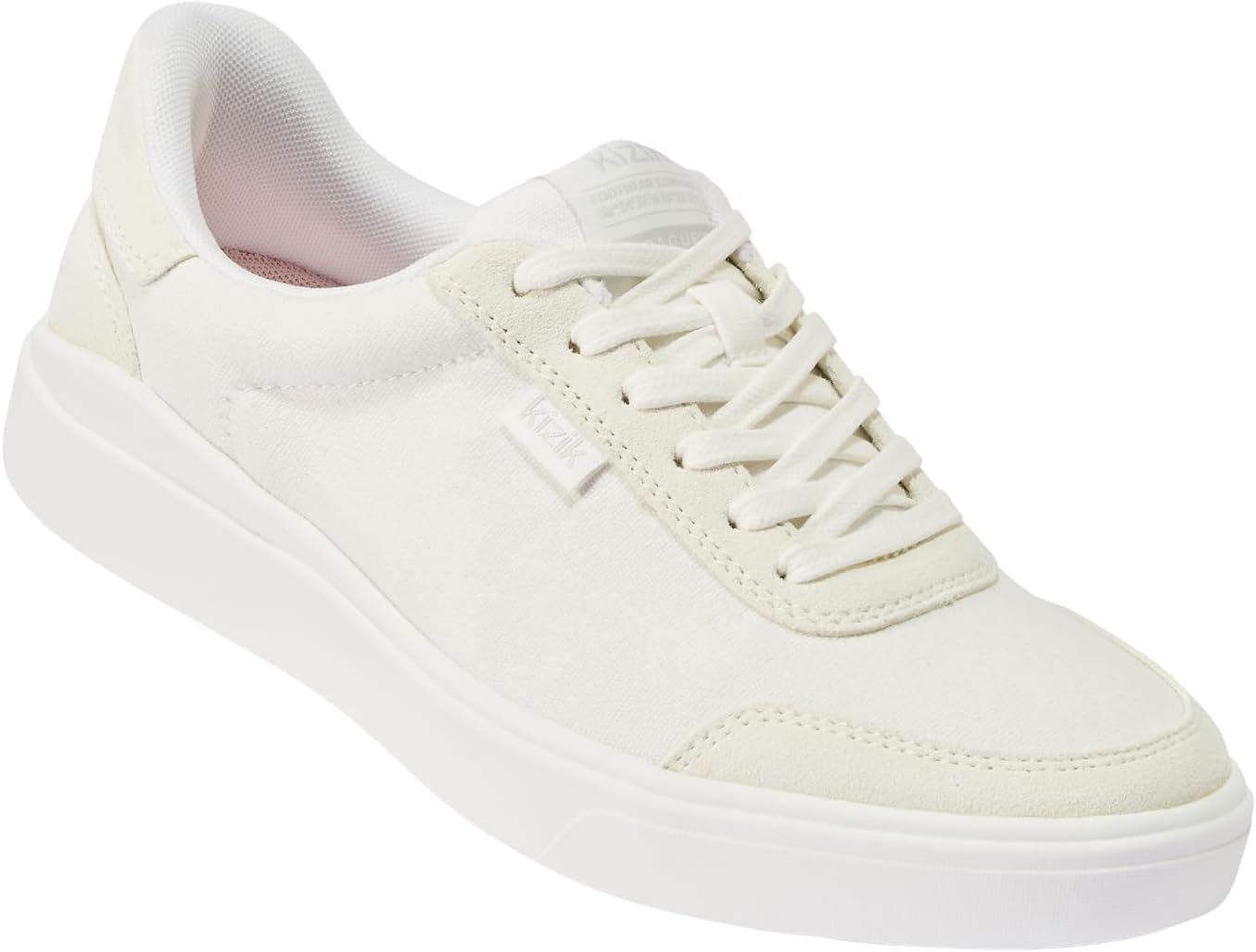 Kizik Slip On Sneakers: Prague 2 - Court Style, 4-Way Stretch Canvas with Suede Details, Casual Shoes for Women, Hands Free Convenience - Womens Regular Width