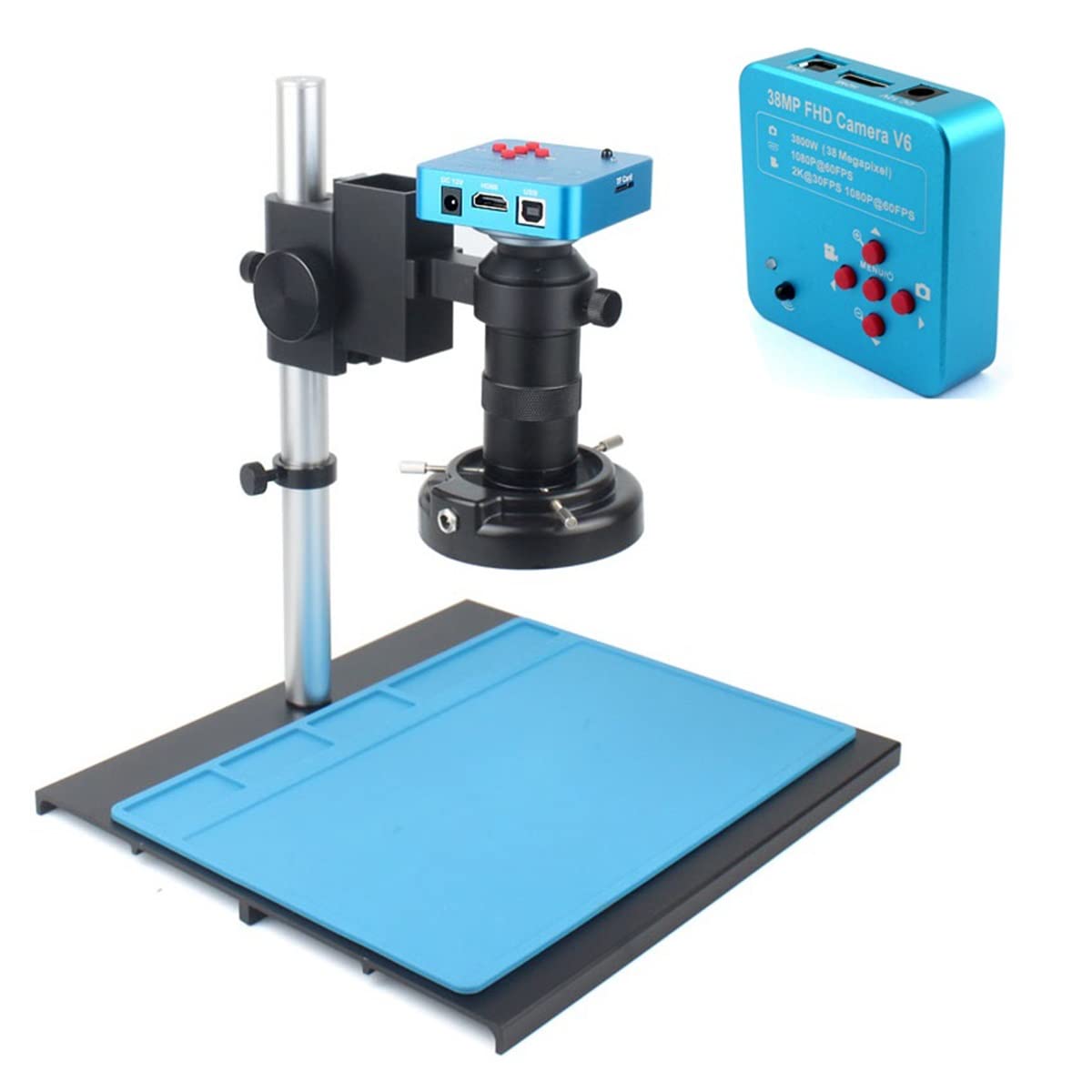 ASerZenith Microscope Kit 48Mp 4K Usb Digital Video Monocular Microscope Camera Continus Zoom 180X C-Mount Microscope Lens Adapters, One Color-D Set 130X,One Color-E Set 130X