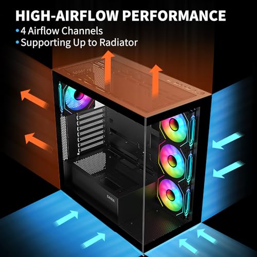 Image of SAMA SV01 ATX Mid Tower Gaming Computer PC Case, Type-C Black