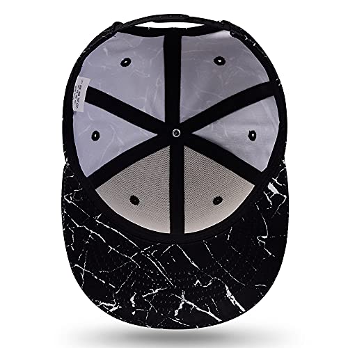 Quanhaigou Classic Snapback Hat Hip Hop Flat Bill Visor Cap - Unisex Adult Adjustable Baseball Hats (Black Light) #TOP3