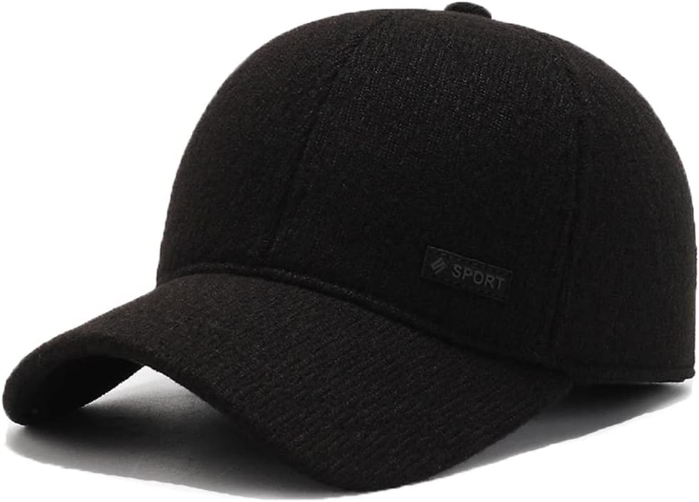 YAMEE Men's Winter Baseball Cap with Fold-Out Ear Protection, Autumn / Winter Baseball Cap Warm Peaked Cap